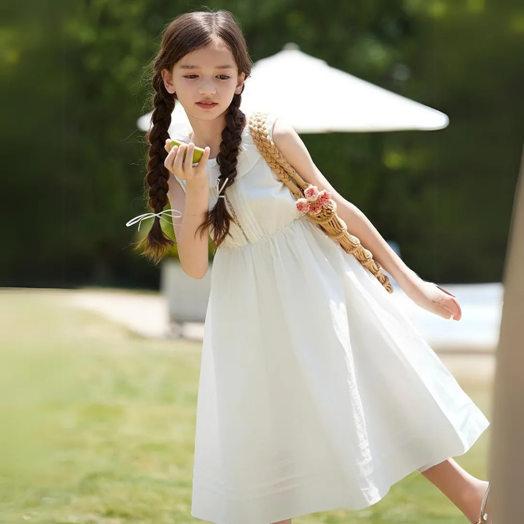 蕾丝拼接镂空背心裙 Premium White Lace Ruffle Summer Dress
