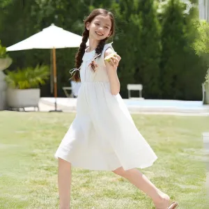 蕾丝拼接镂空背心裙 Premium White Lace Ruffle Summer Dress