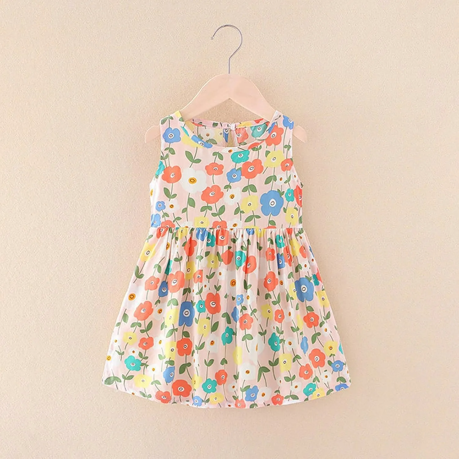 0-5 Years Baby Girls Sleeveless Sundress Floral Prints Ruffles Mini Dress Baby Casual Dress Summer Clothes UC64
