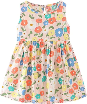 0-5 Years Baby Girls Sleeveless Sundress Floral Prints Ruffles Mini Dress Baby Casual Dress Summer Clothes UC64