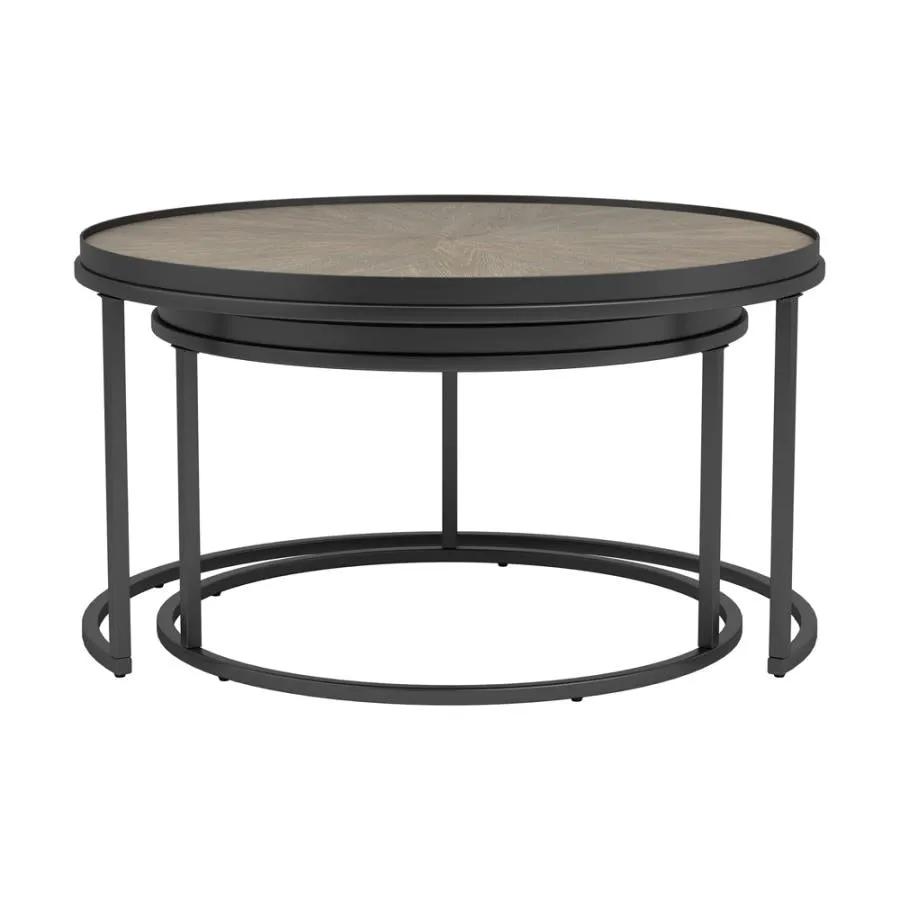 2-piece Round Nesting Tables Weathered Elm