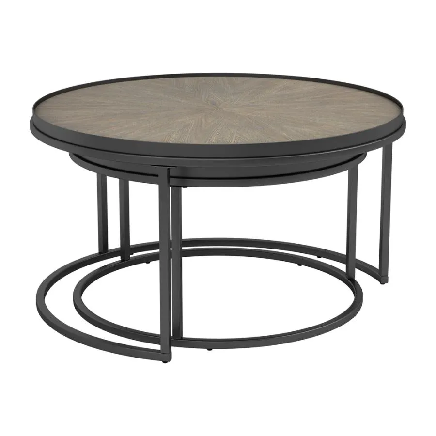 2-piece Round Nesting Tables Weathered Elm