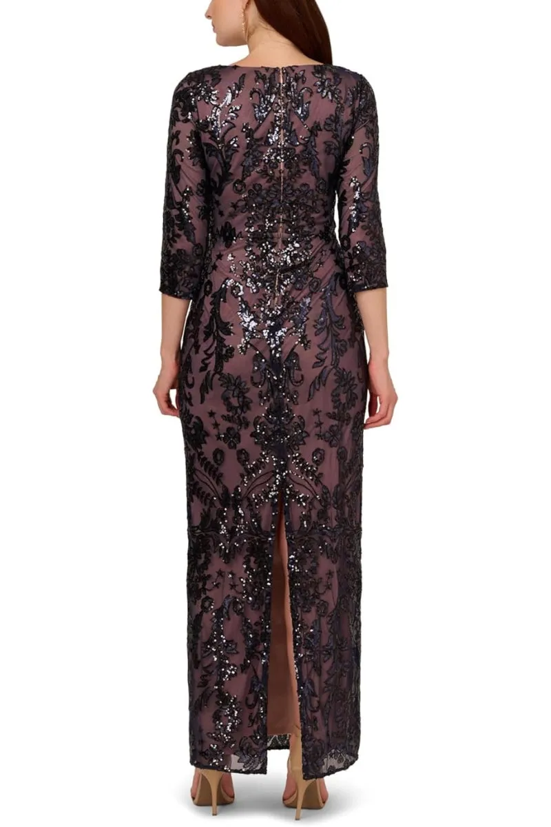 Adrianna Papell Beaded Bodice V-Neckline Dress - Wholesale