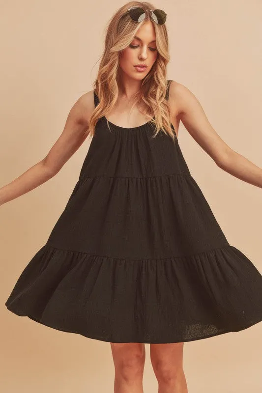 AEMI & Co. Self Tie Shoulder Straps Casual Dress with Pockets - Frances Dress
