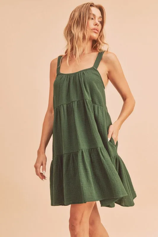 AEMI & Co. Self Tie Shoulder Straps Casual Dress with Pockets - Frances Dress