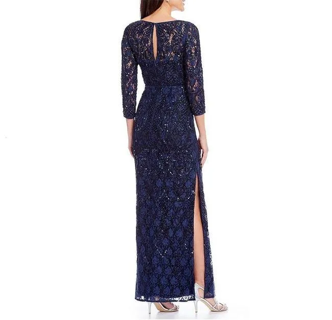 Aidan Mattox Long Sleeve Long Formal Lace Dress