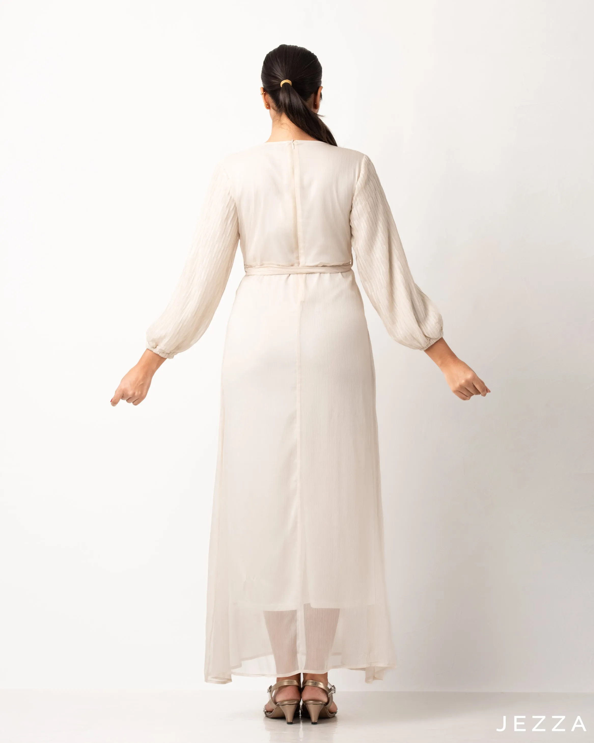Ankle Length Dress With Tie Up Belt With An Inner Dress 53901/57921