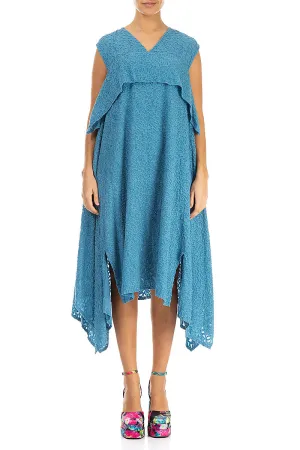 Asymmetric Floral Denim Silk Dress