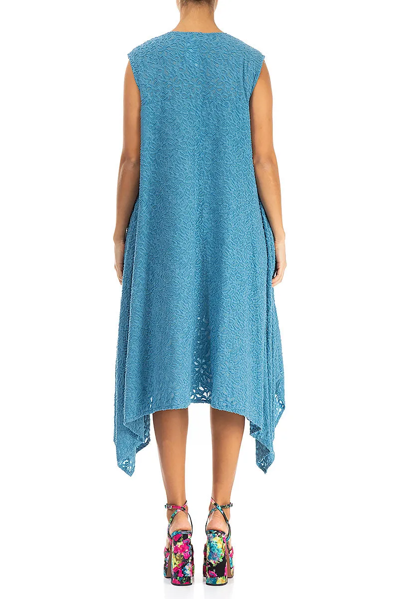 Asymmetric Floral Denim Silk Dress