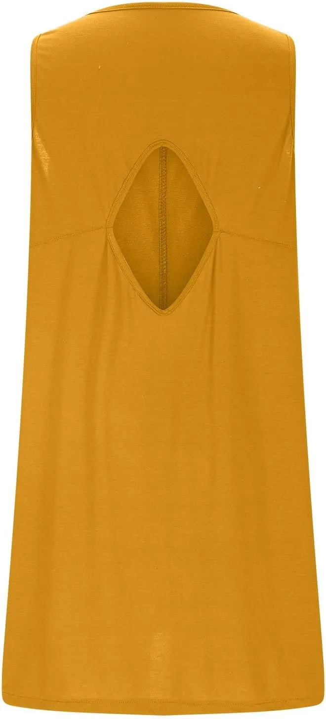 Backless Mini Dress Women 2025 Sleeveless Crewneck Solid Color Loose Summer Casual Sexy Open Back Vacation Outfits