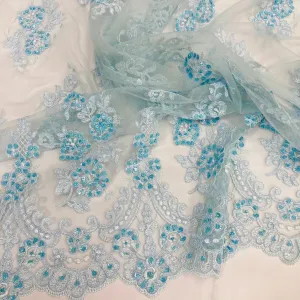 Beaded & Corded Lace Fabric Embroidered on 100% Polyester Net Mesh | Lace USA - 96784W-BP