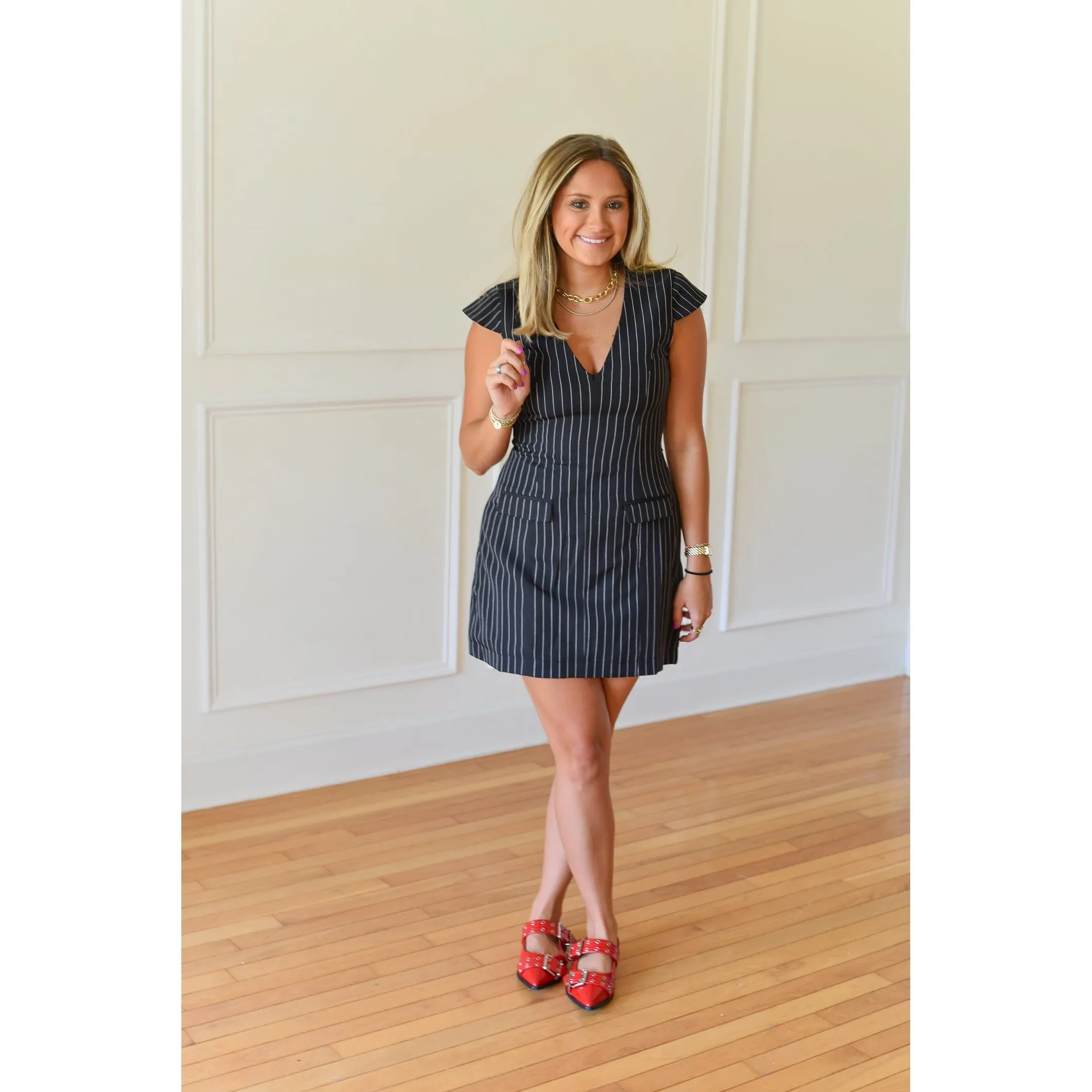 Bessie Plunge Neck Blazer Mini Dress