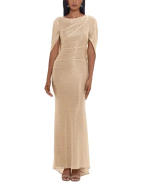 Betsy & Adam Metallic Cape Dress, Multi