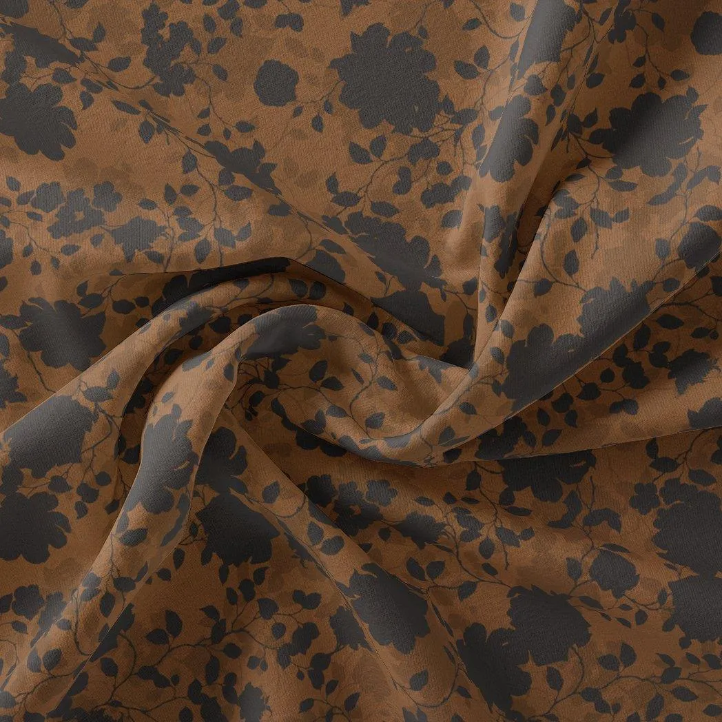 Black And Rustic Look Flower Digital Printed Fabric
