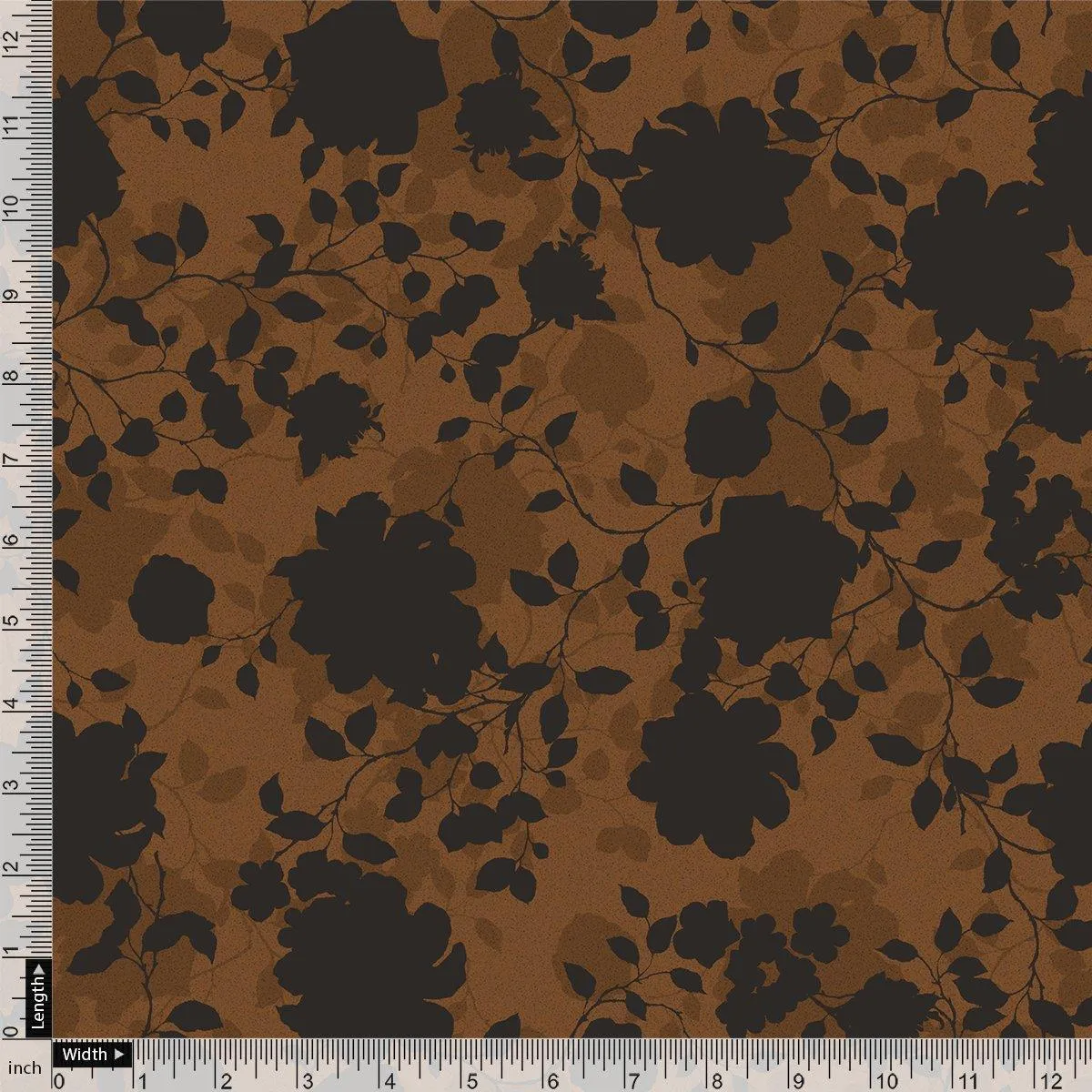 Black And Rustic Look Flower Digital Printed Fabric