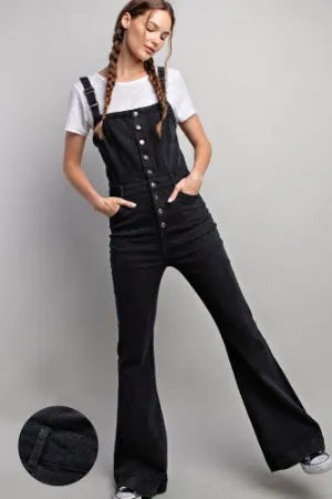 Black Button Down Bell Jumpsuit