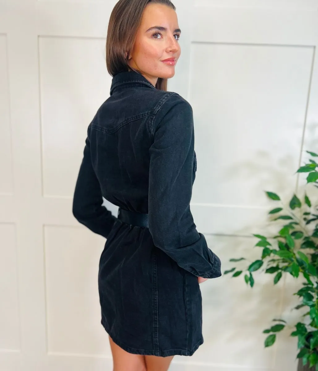Black Denim Shirt Dress