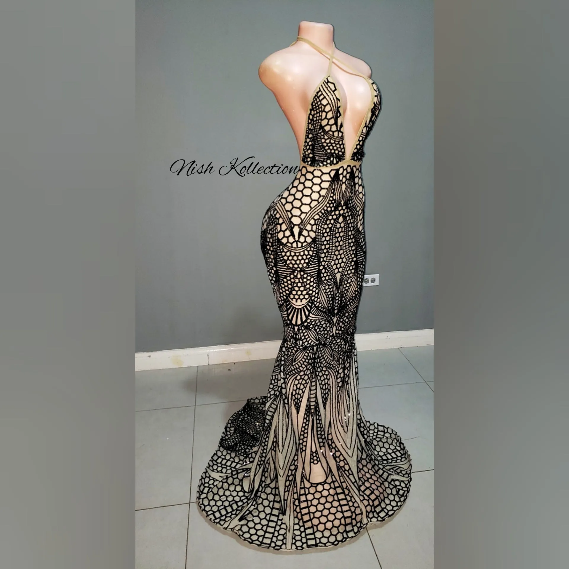 Black Sequin Nubian Mermaid dress