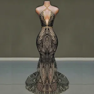 Black Sequin Nubian Mermaid dress