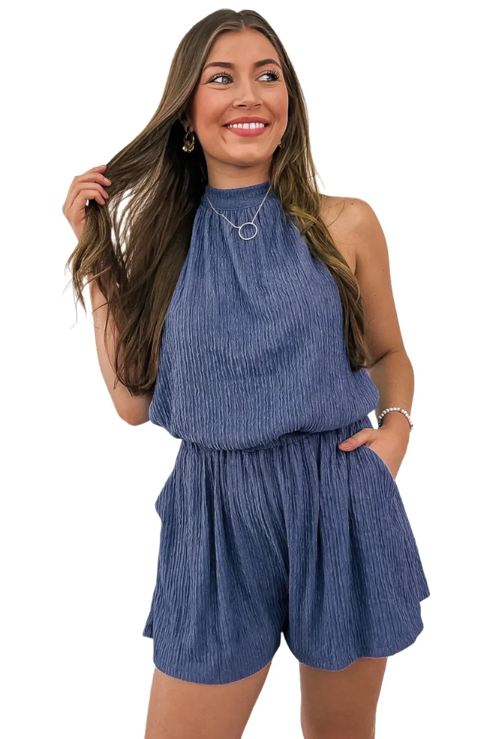 Blare Bluing Knot Romper