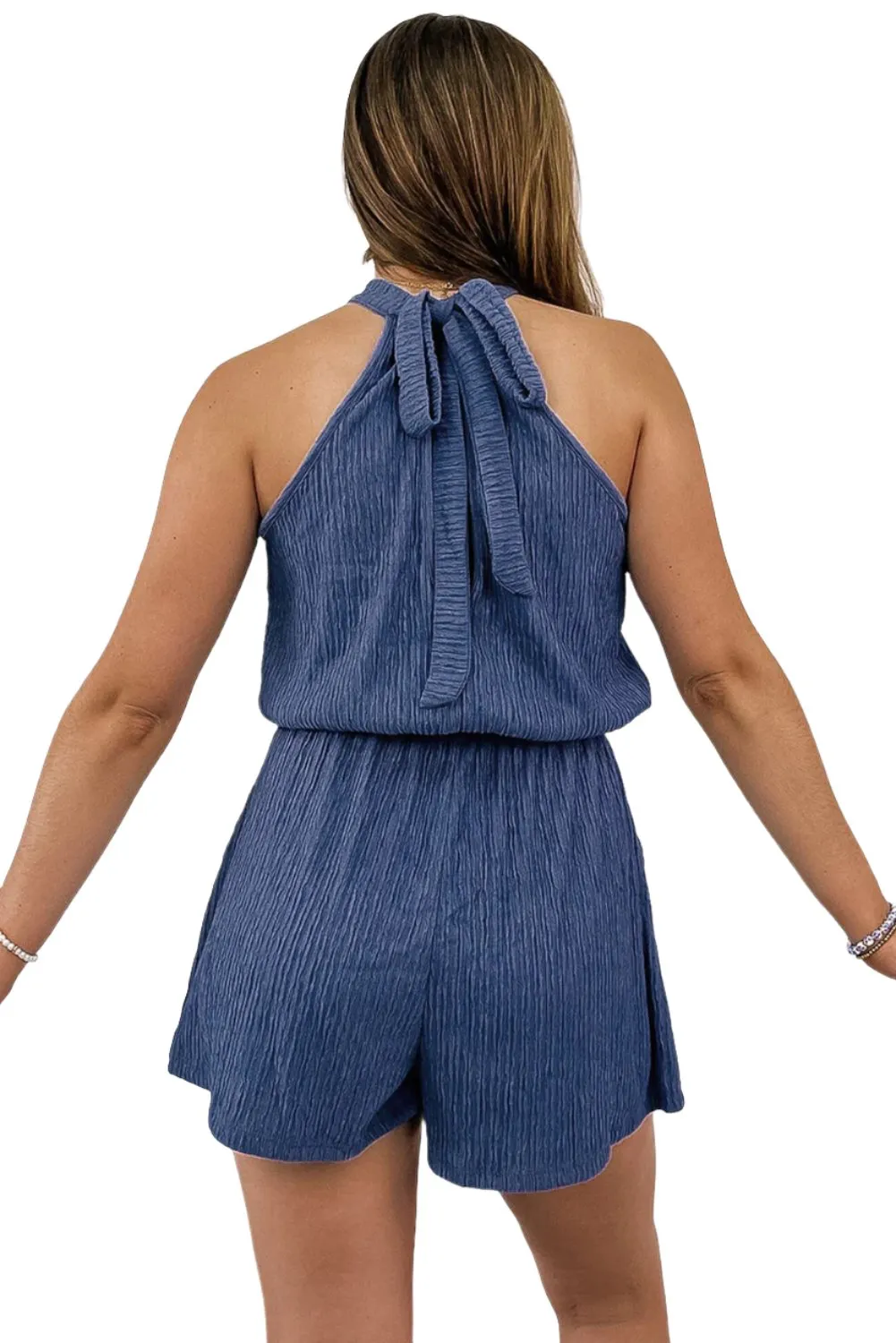 Blare Bluing Knot Romper