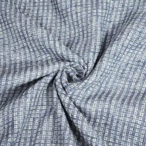 Blue & White Stripes Print Cotton Linen Handloom Fabric RS-24359