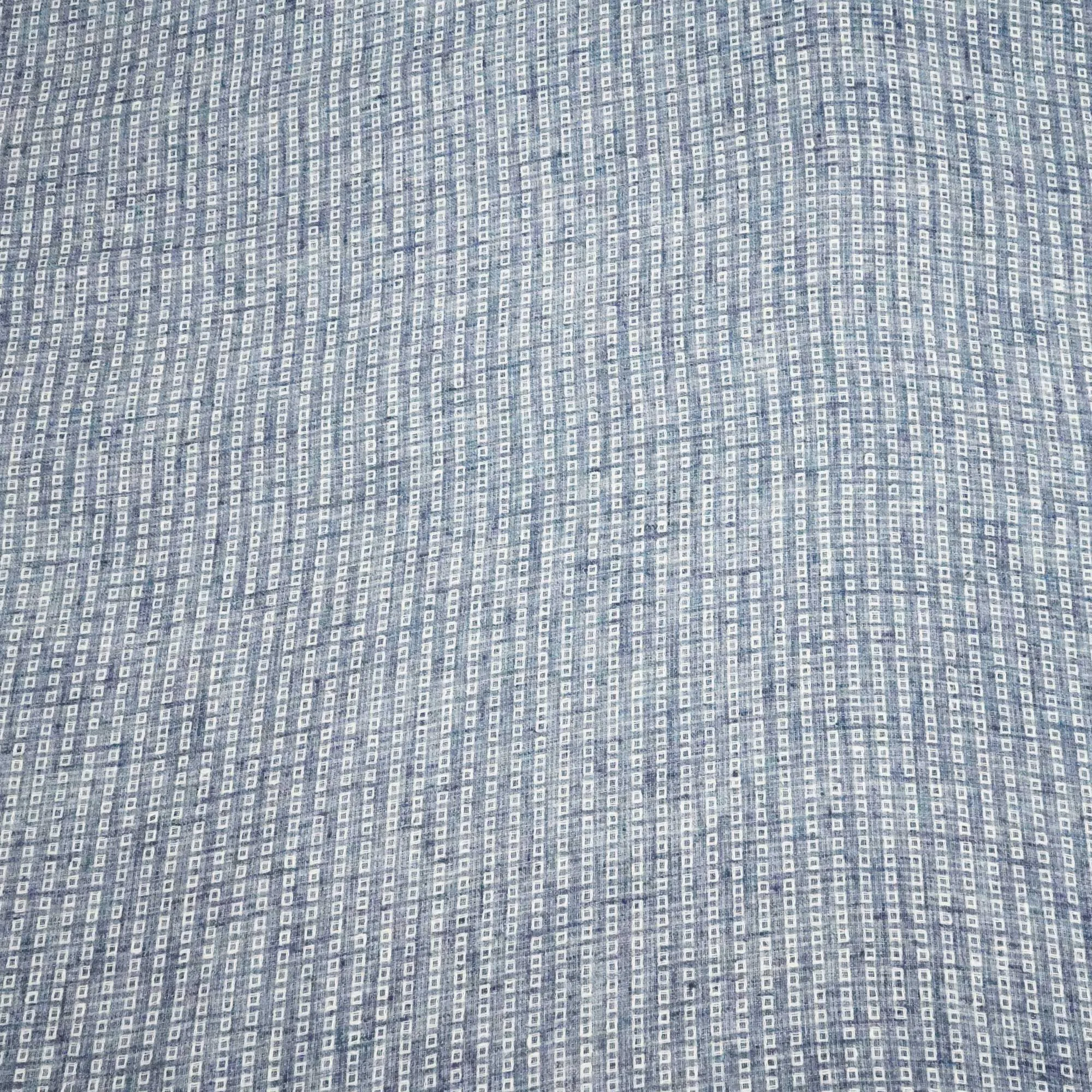 Blue & White Stripes Print Cotton Linen Handloom Fabric RS-24359
