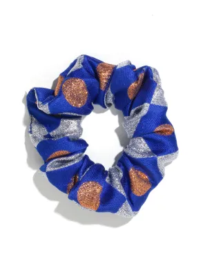 Blue Diamond Print Jacquard Scrunchie