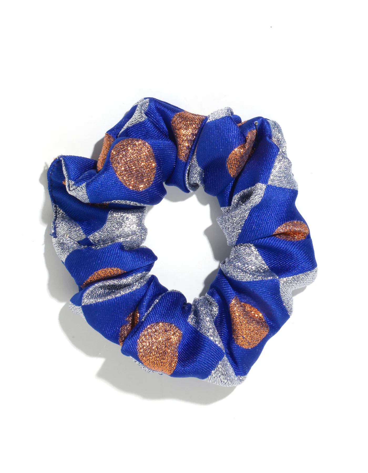 Blue Diamond Print Jacquard Scrunchie
