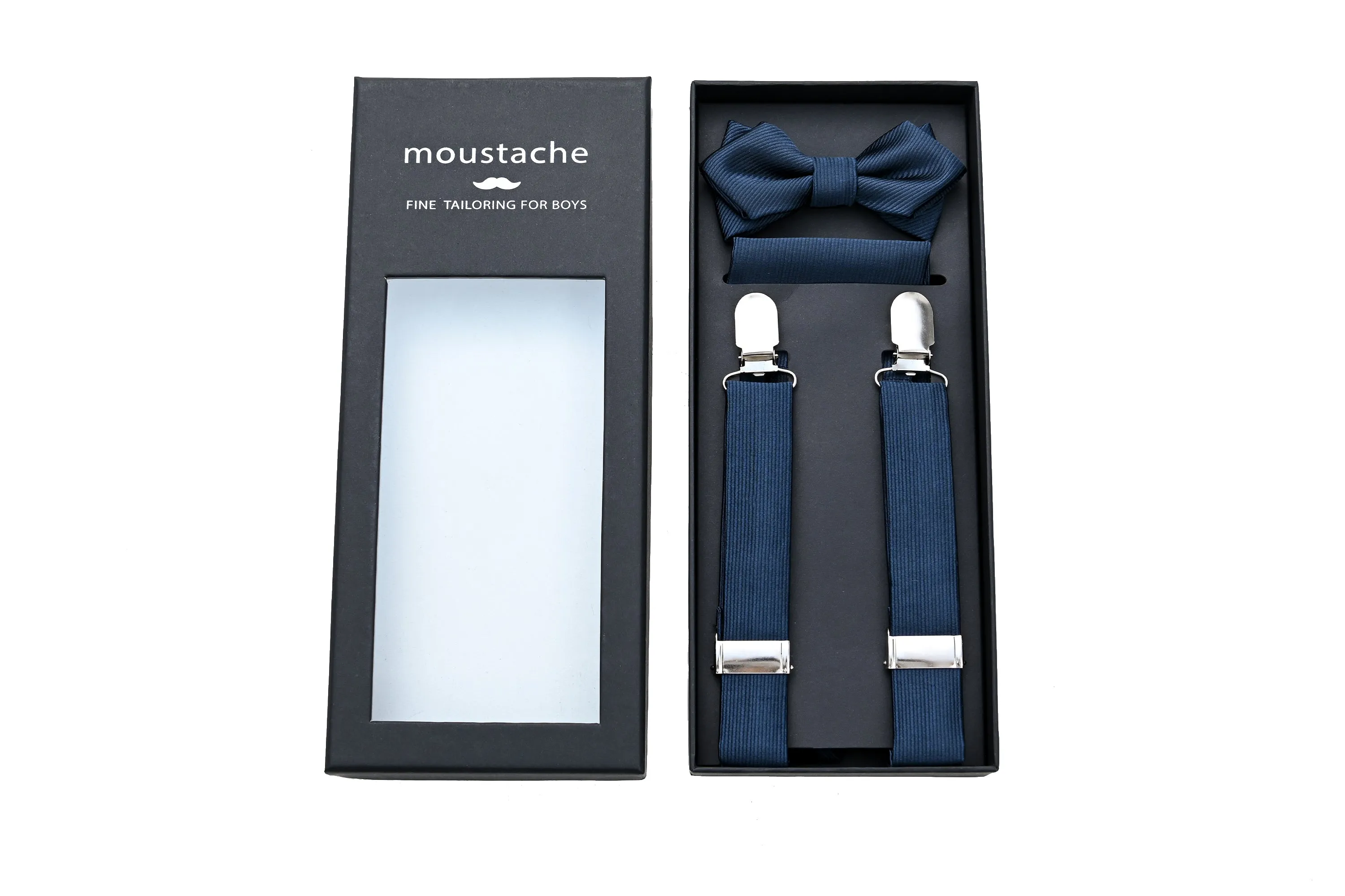 Blue Lined Suspenders Set