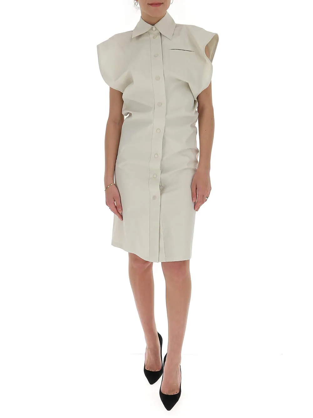 Bottega Veneta Structured Shoulder Shirt Dress