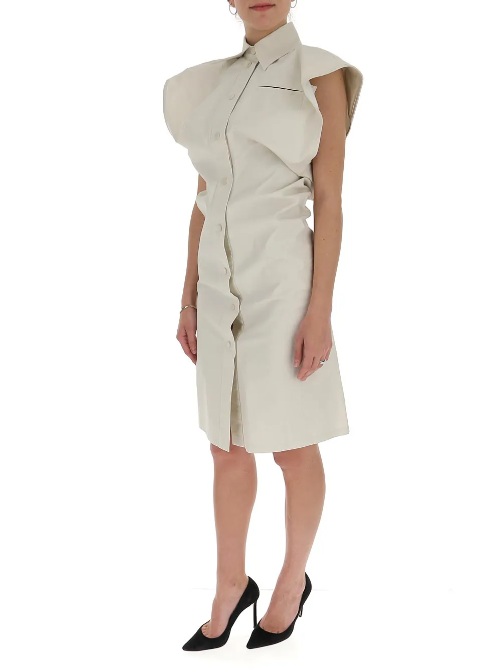 Bottega Veneta Structured Shoulder Shirt Dress