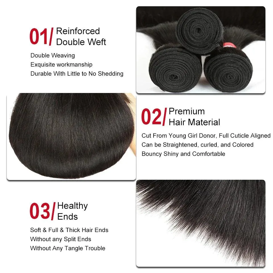Brazilian Straight Remy Hair Extensions: Premium Quality Wefts, Full Cuticle Alignment