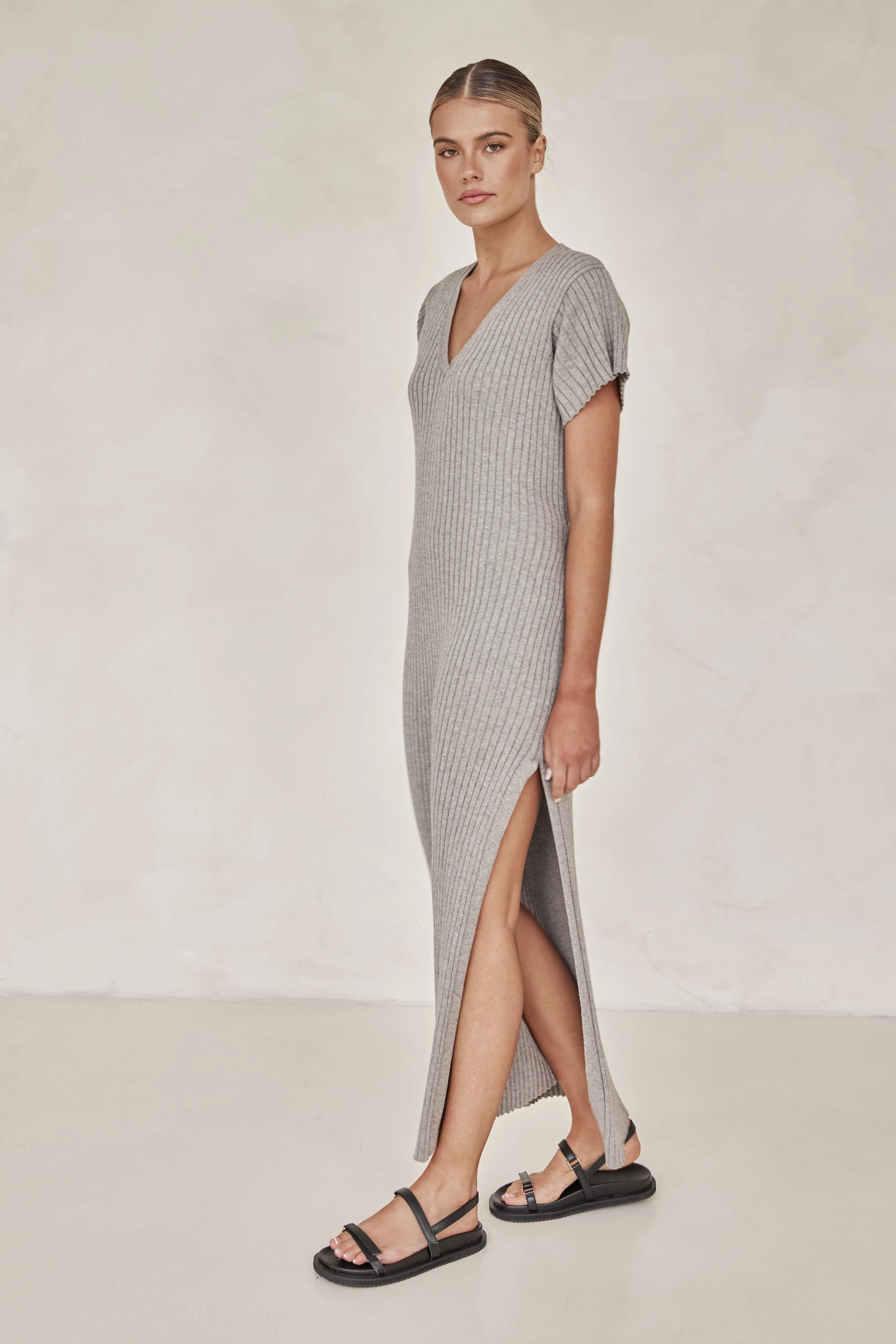 Castello Knit Maxi Dress (Grey)
