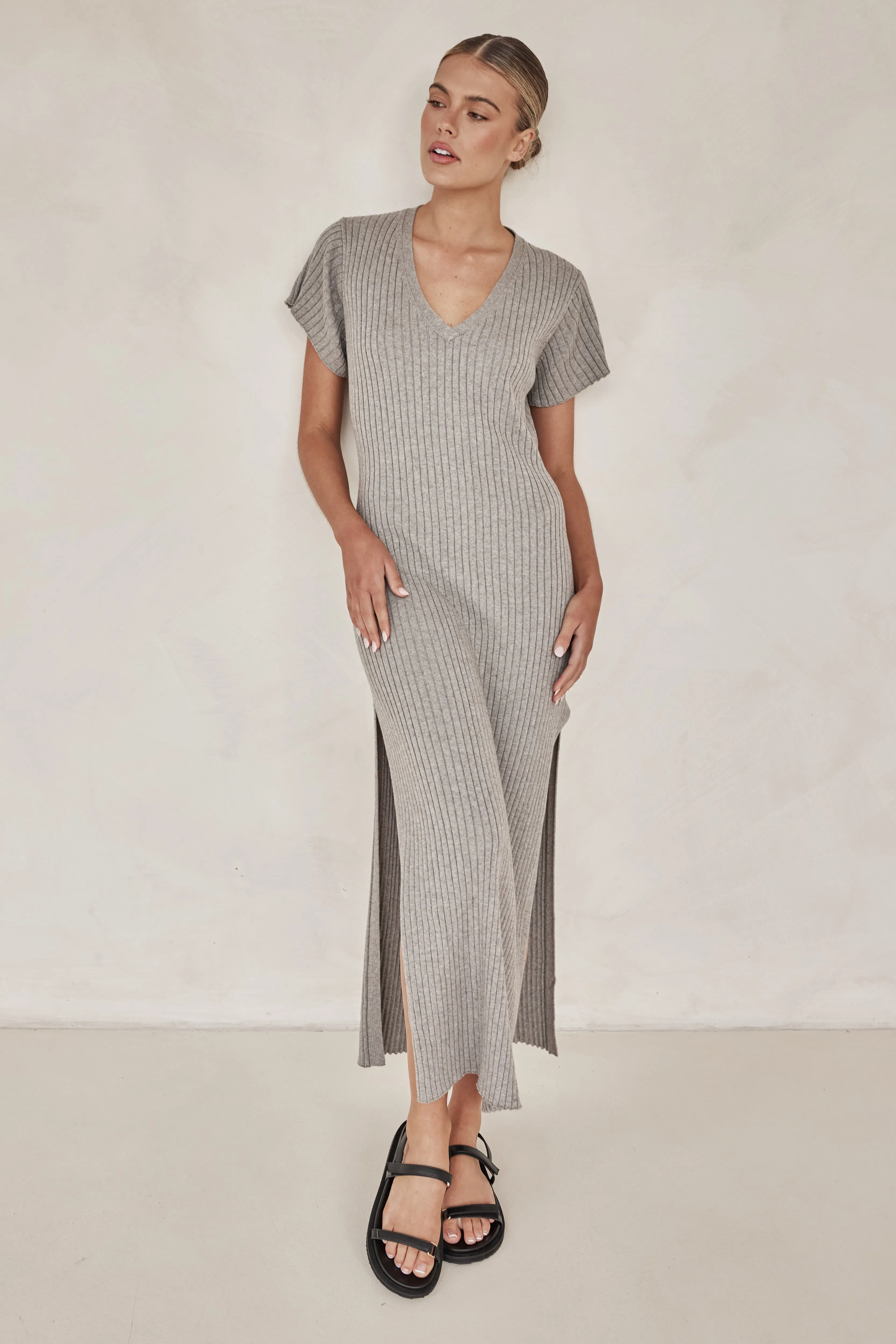 Castello Knit Maxi Dress (Grey)