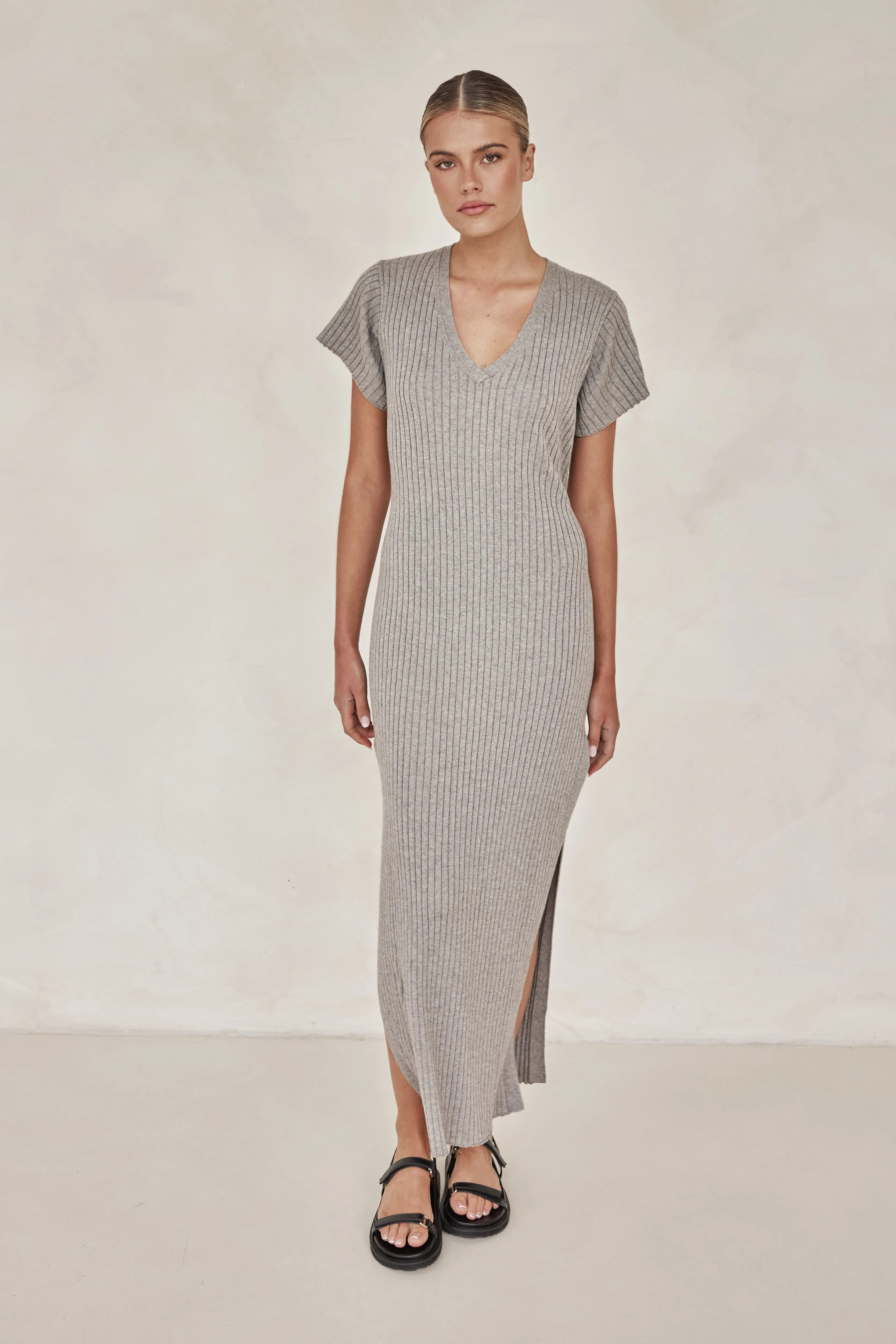 Castello Knit Maxi Dress (Grey)