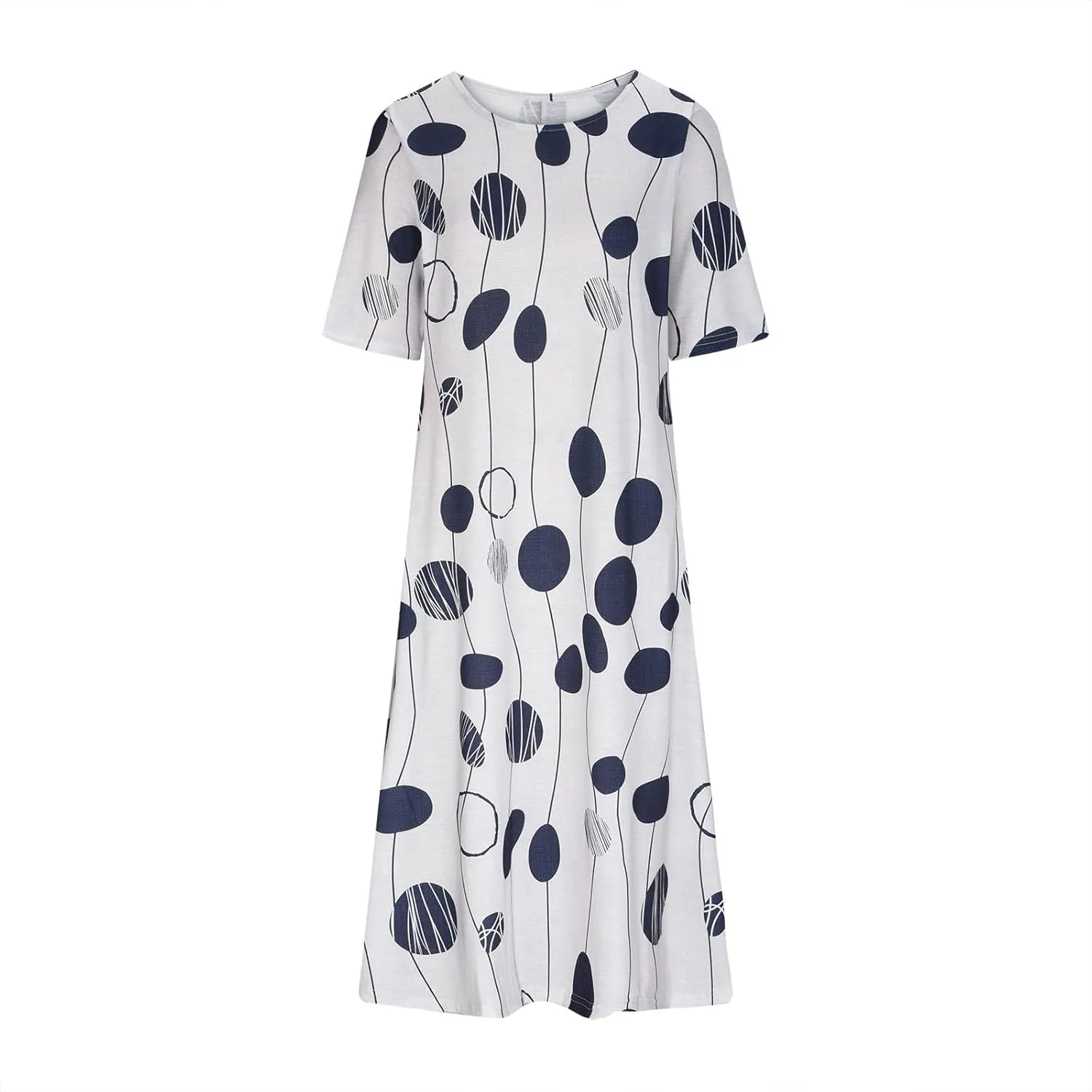 Casual Dresses for Women Loose Short Sleeve Floral Print T Shirt Dresses V Neck Pleated Beach Sundresses with Pockets