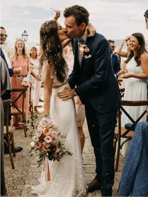 Casual Rustic Two Piece Mermaid Bridal Separates | Crop Top Wedding Skirt and Top