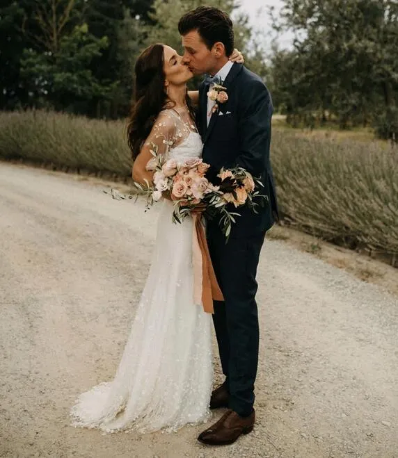 Casual Rustic Two Piece Mermaid Bridal Separates | Crop Top Wedding Skirt and Top