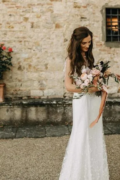 Casual Rustic Two Piece Mermaid Bridal Separates | Crop Top Wedding Skirt and Top