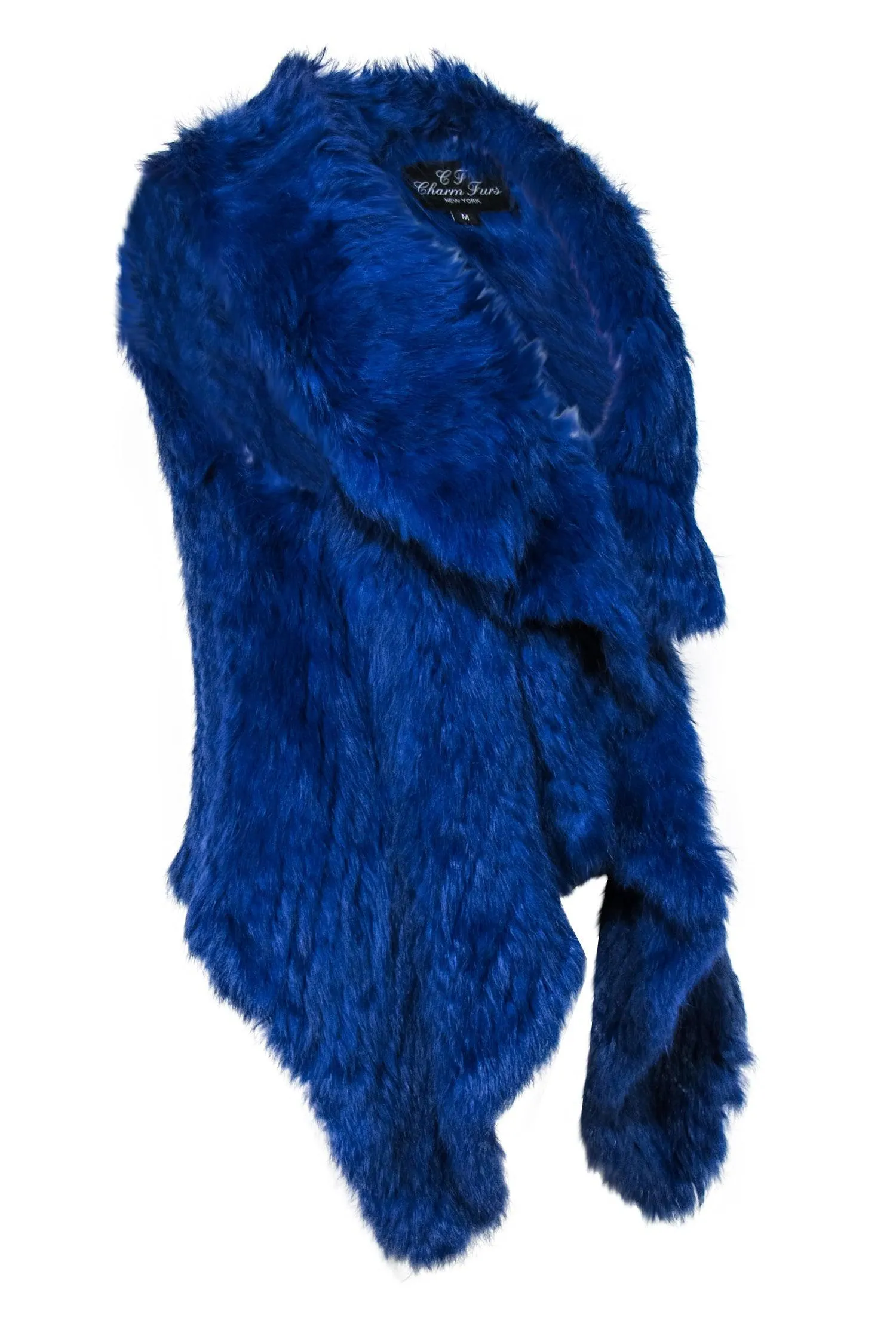 CF Charm Furs - Blue Rabbit Open Front Vest Sz M