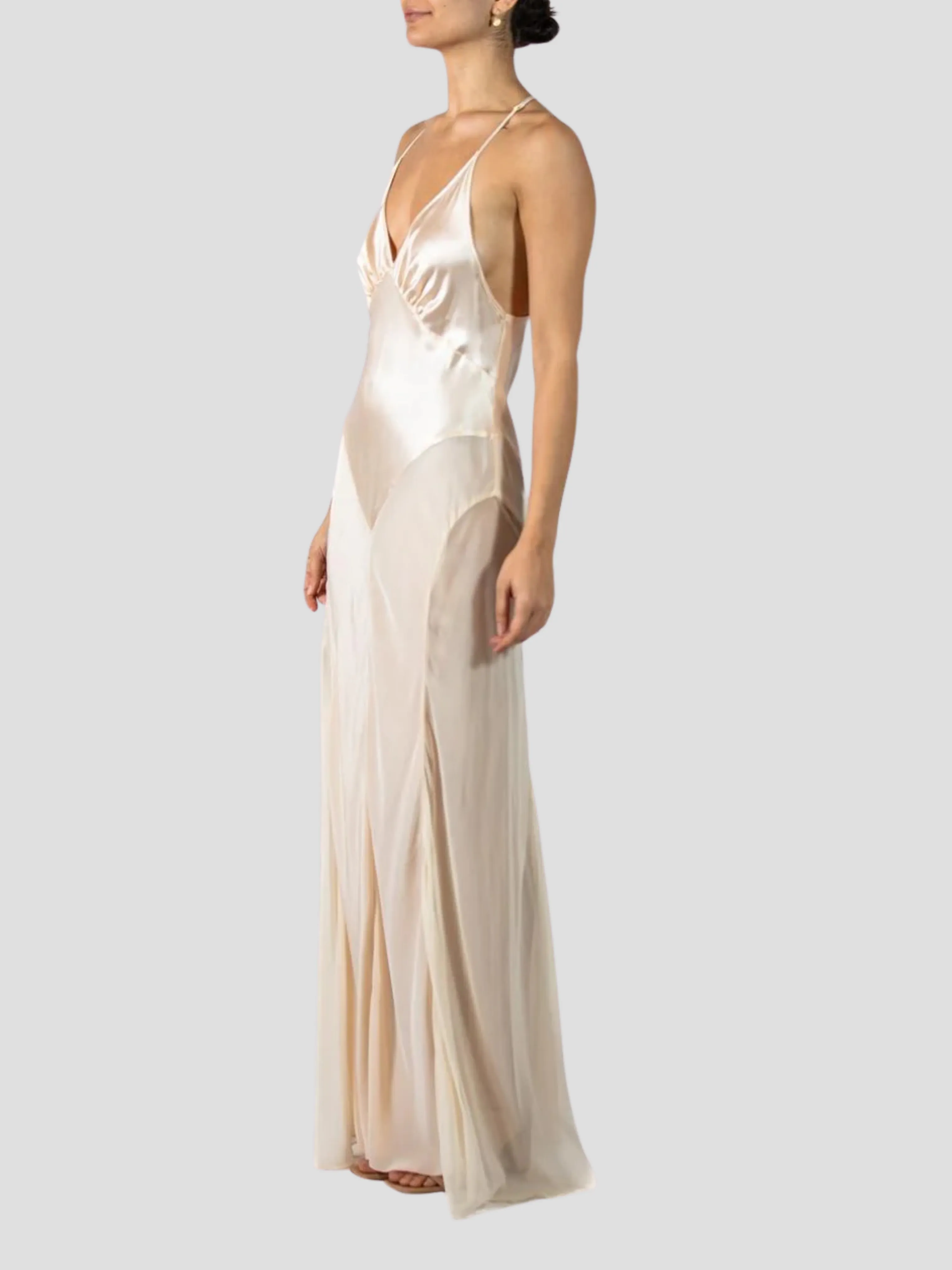 Champagne Silk Charmeuse Bias Cut Slip Gown