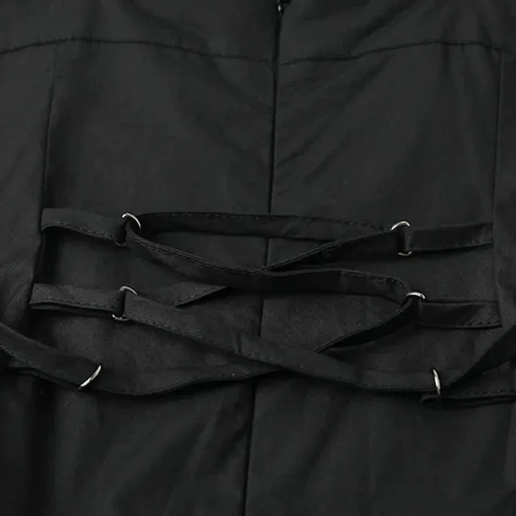 Chic Flouncing Sleeve Polo T-Shirt Suspender Dress