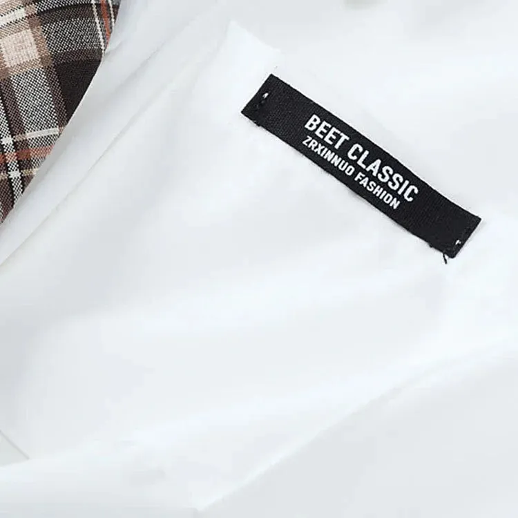 Chic Flouncing Sleeve Polo T-Shirt Suspender Dress