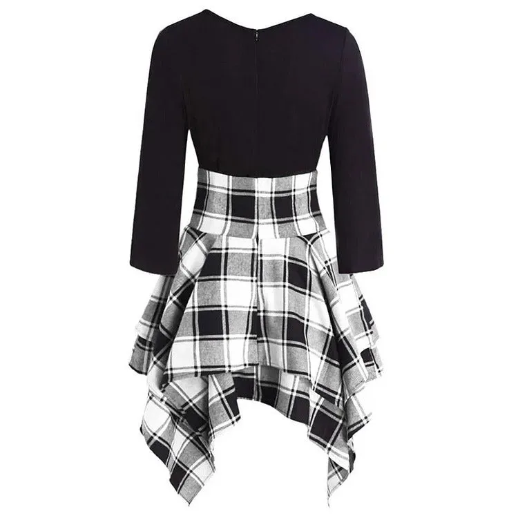 Chic Plaid Lace-Up Dress: Effortless Elegance in a Vibrant Print