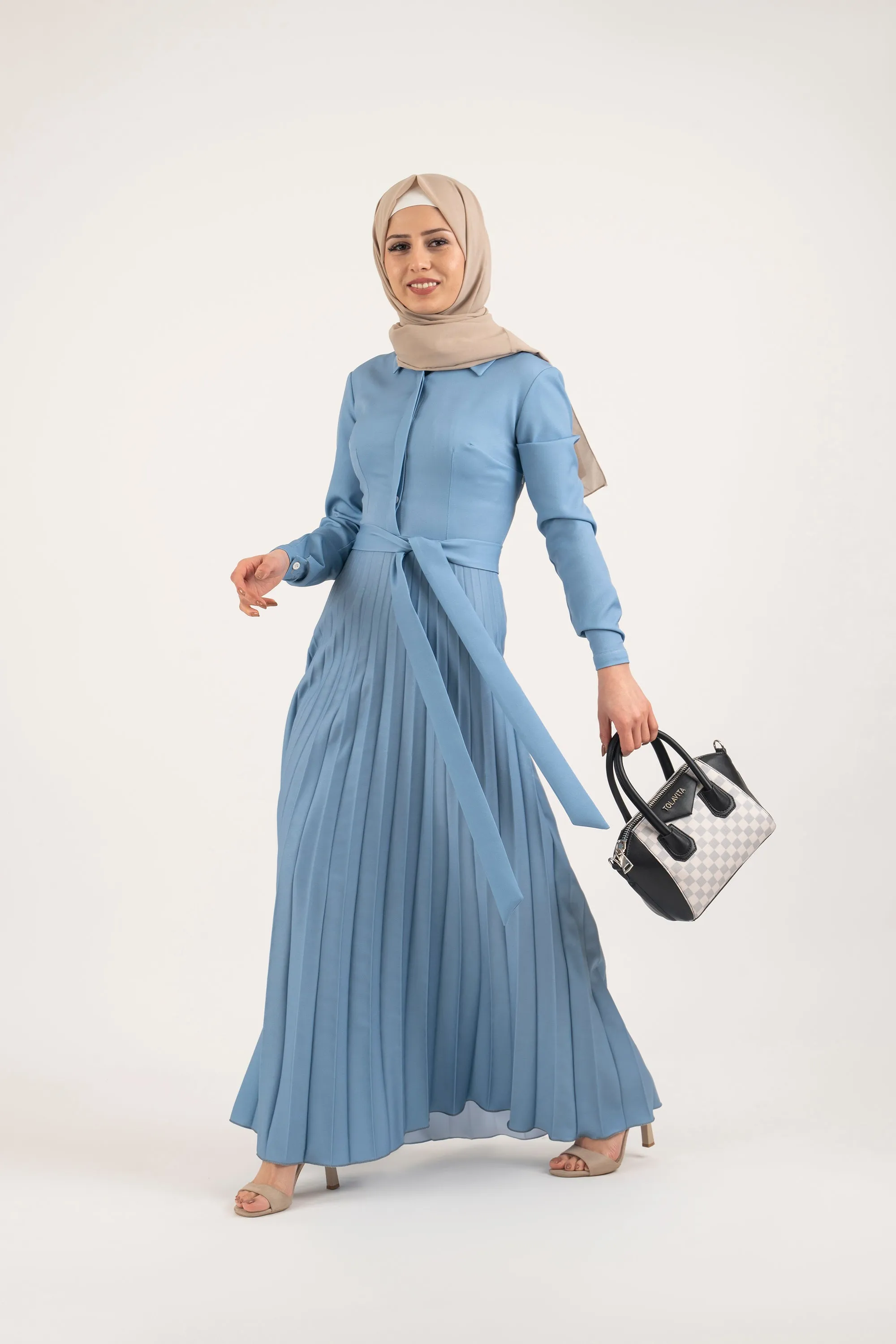 Cornflower Pleat Dress