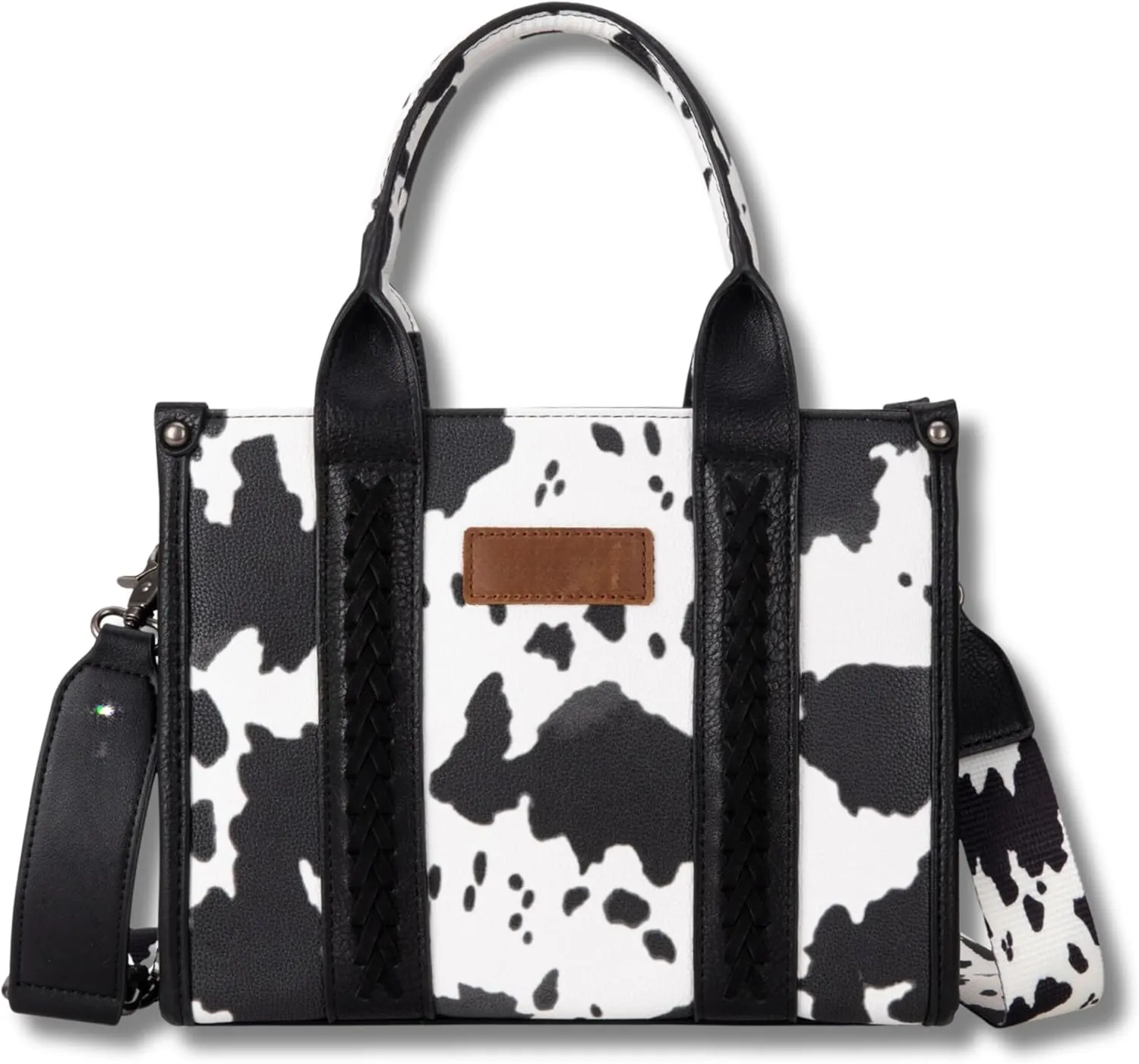 Cow Print Tote Bag For Women Concealed Carry Crossbody Purse Whipstitch High End Satchel Handbag With Strap