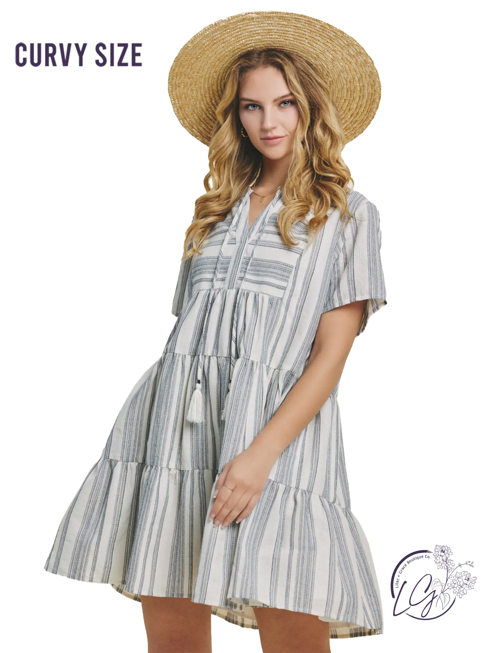 Curvy Boho Delight Tiered Mini Dress