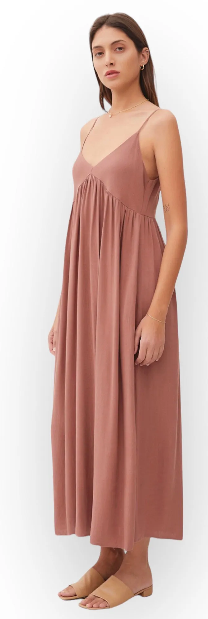 Terracotta Cypress Maxi Dress - Elegant Summer Style with Adjustable Straps and Flattering Fit