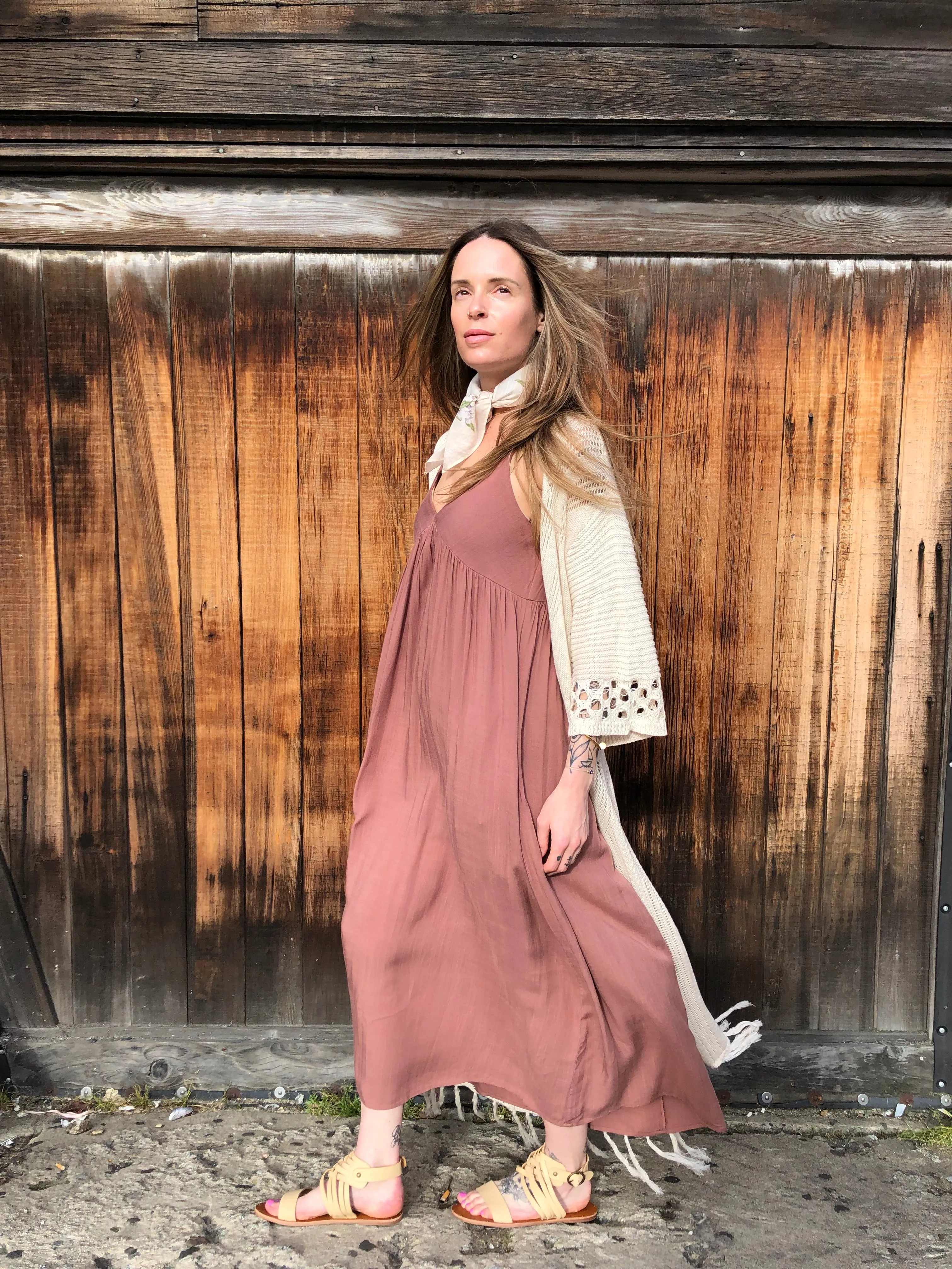 Terracotta Cypress Maxi Dress - Elegant Summer Style with Adjustable Straps and Flattering Fit
